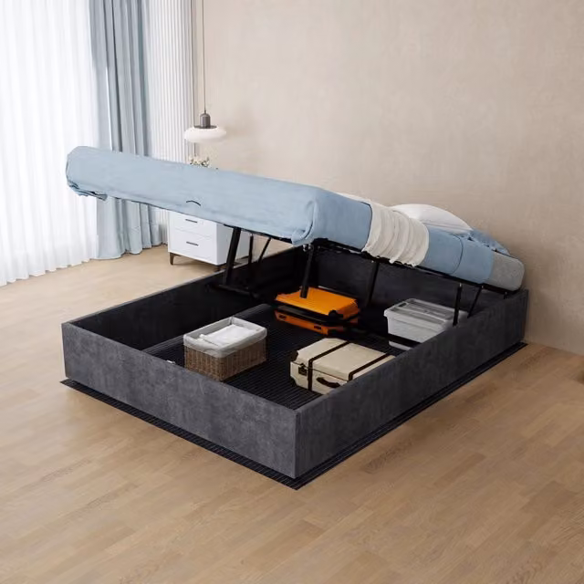 letto tela e metallo grigio 140 x 200 cm