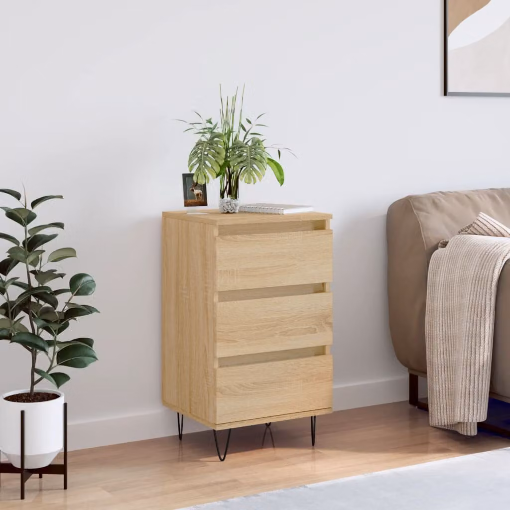 Credenza moderna vidaXL in legno multistrato color rovere, L 40 cm x P 35 cm x H 70 cm