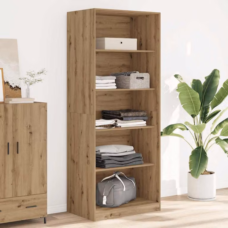 Armadio vidaXL in legno tecnico color marrone con ripiani interni, L: 80 cm, P: 50 cm, H: 200 cm