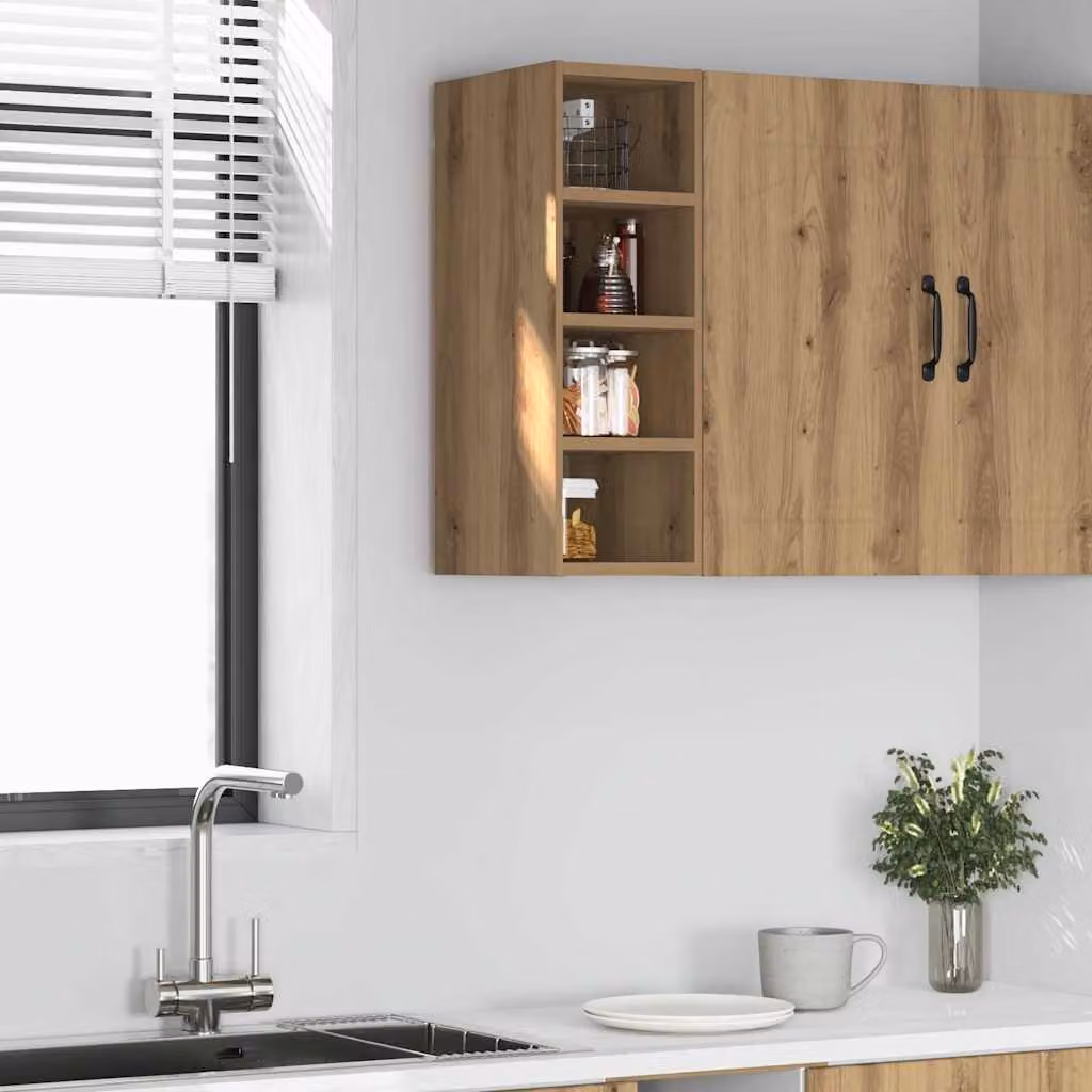 Pensile da cucina moderno vidaXL Riga in legno color rovere marrone con ante a battente, L/P/H: 20 x 29,5 x 60 cm