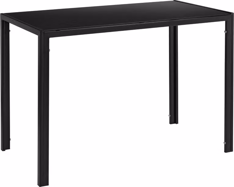 [Tavolo da pranzo con piano in vetro nero