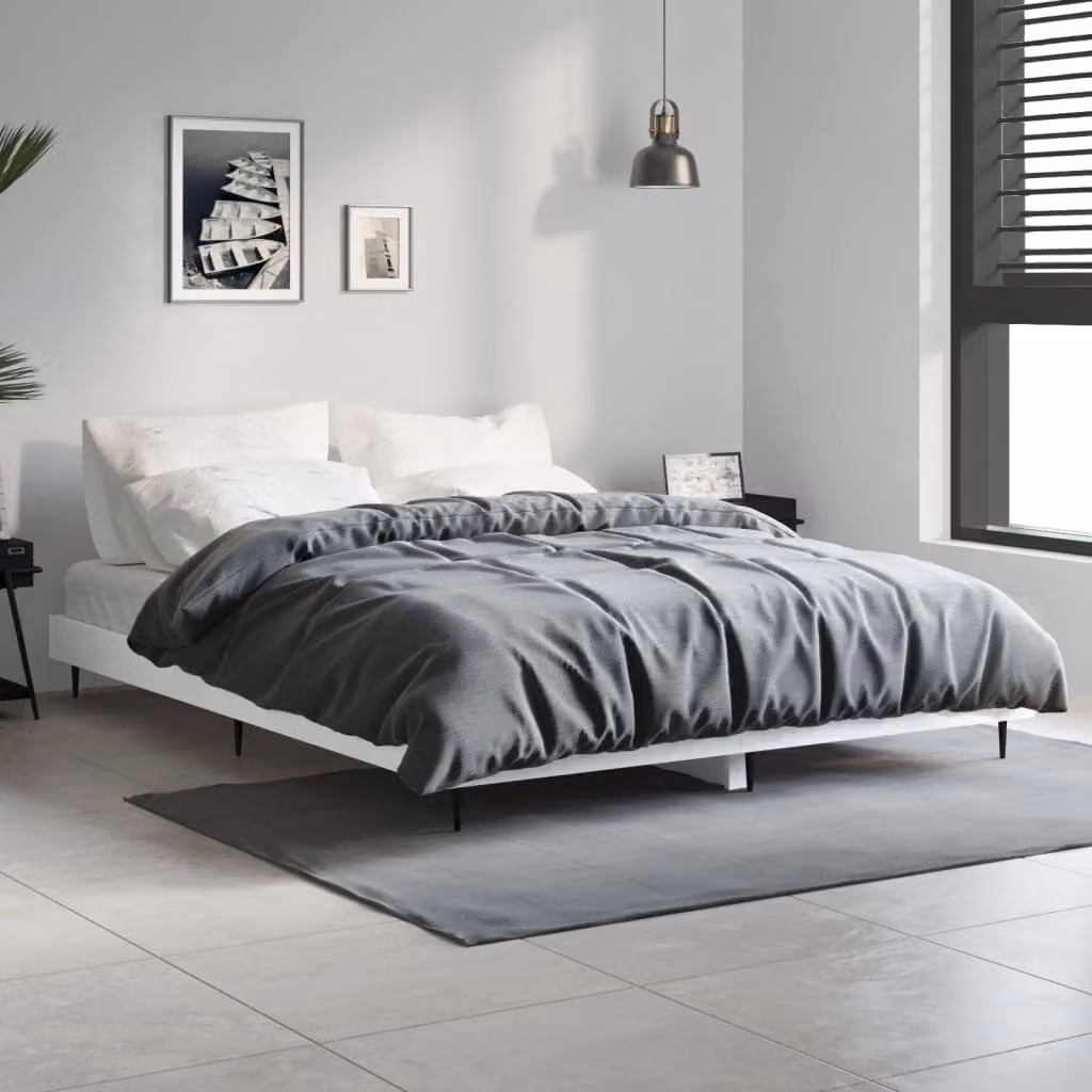 The Living Store Struttura letto bianca 135x190 cm in legno