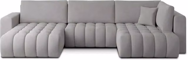 Divano ad angolo BONITA MEUBLORAMA convertibile 6 posti grigio con effetto velluto, lato sinistro, L 350 cm x P 175 cm – 1