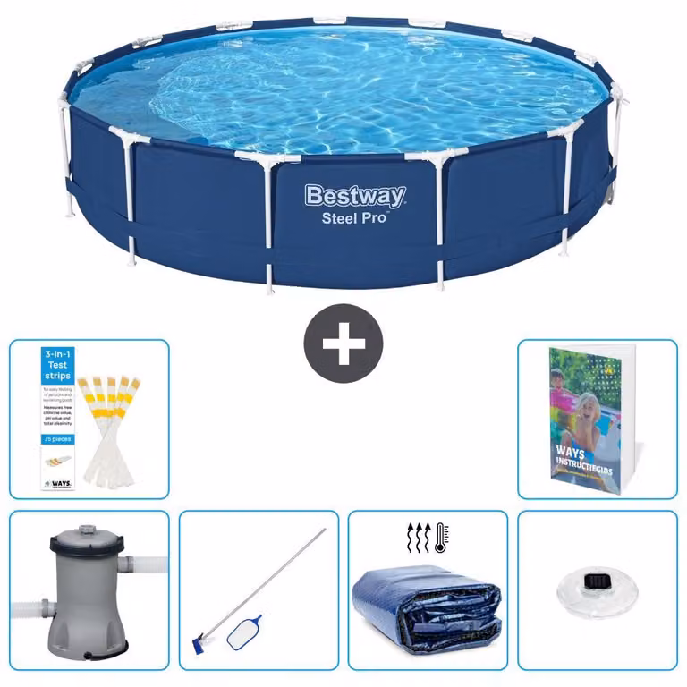Bestway Steel Pro, piscina in acciaio, rotonda - 396x84 cm - composta da 5 parti, modello S305