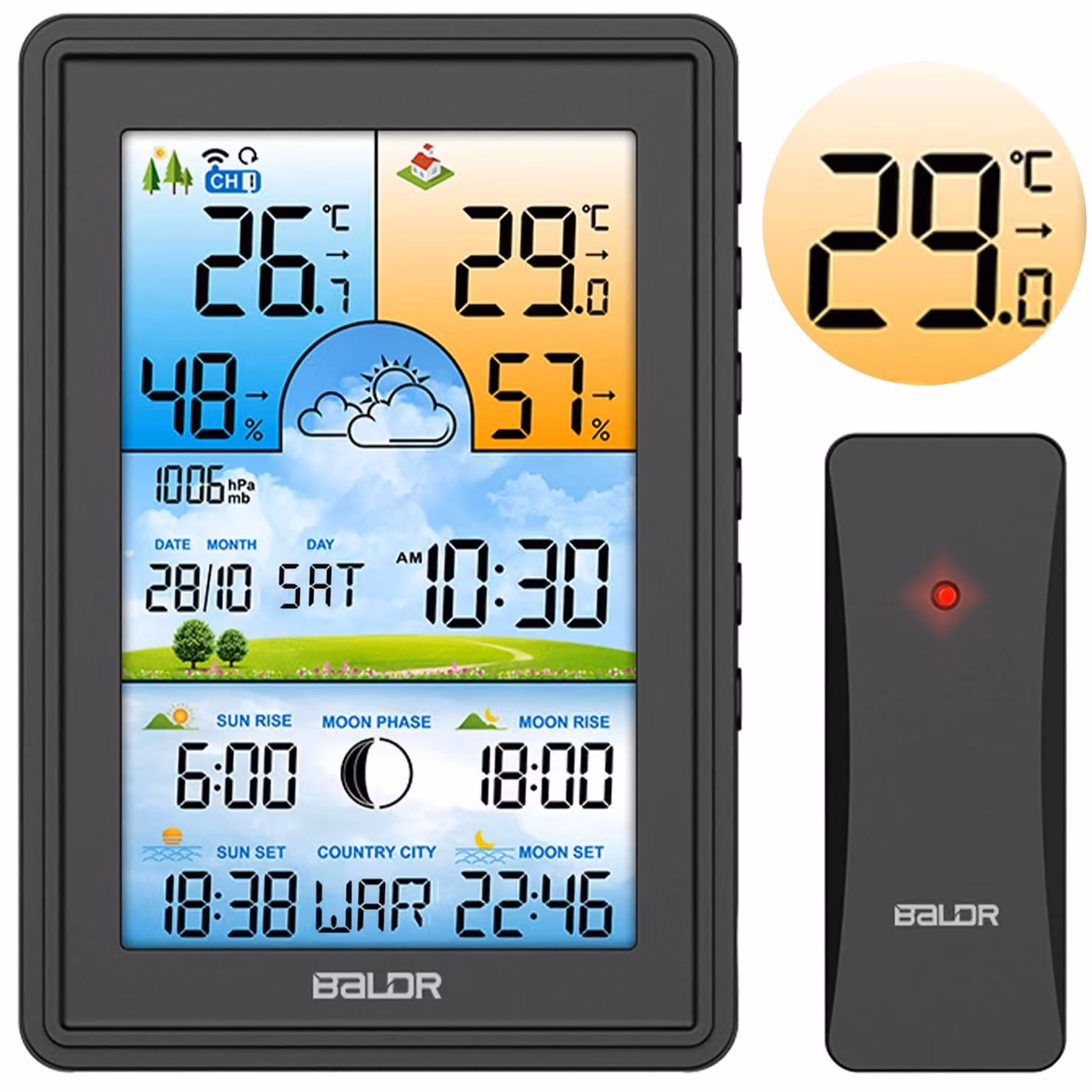 Stazione meteo con display BD-906 nero