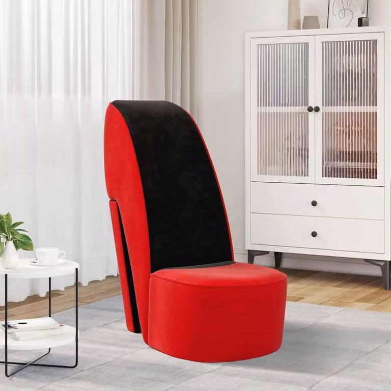 Maison Exclusive - Poltrona a Forma di Scarpa con Tacco Alto in Velluto Rosso