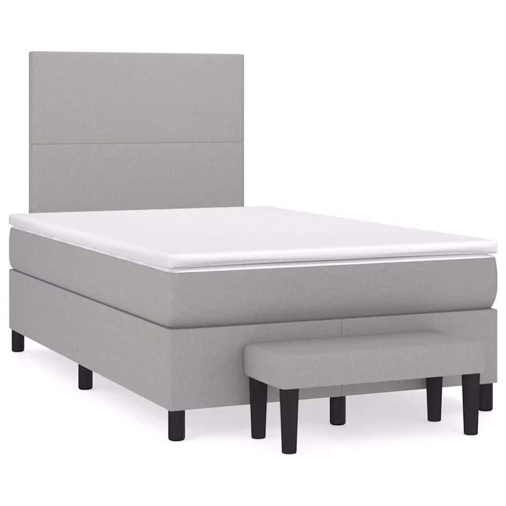 vidaXL Giroletto a Molle con Materasso Ibrido in Tessuto Grigio e Bianco L/P/H: 120 x 200 x 45 cm