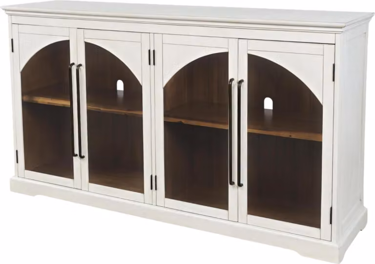 FURNLUX Credenza Avola Crema Bianco e Marrone 165cm / Colore principale: Beige / Dimensioni: 165 x 92 x 43 cm