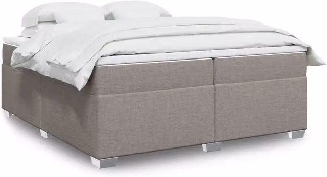 Letto Ibrido con Giroletto a Molle e Materasso vidaXL in Tessuto, Colore Beige, Bianco e Grigio, L/P: 200 x 200 cm