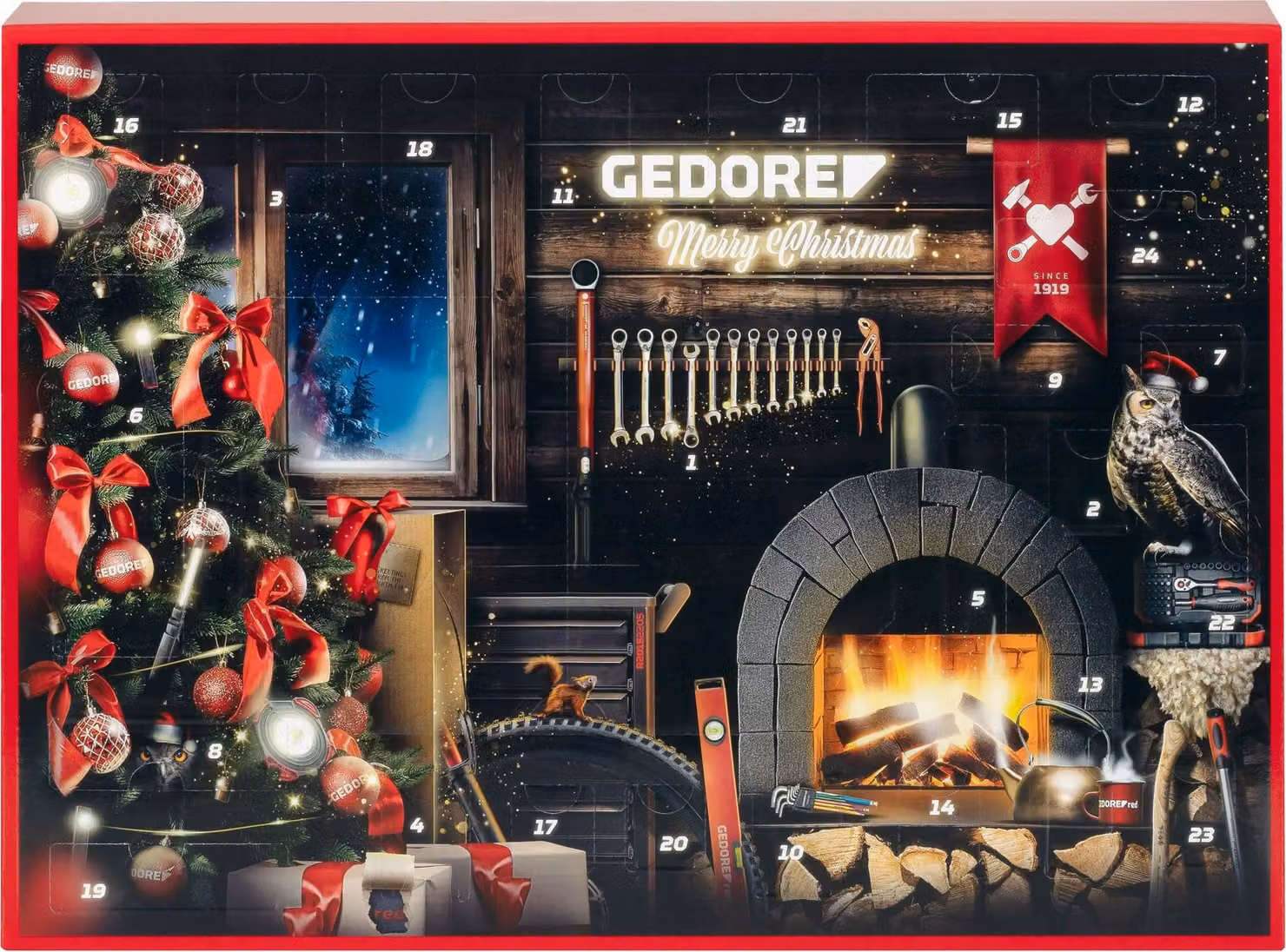 GEDOREred R49013033 GEDOREred Adventskalender 2024 Werkzeugkoffer 33-teilig