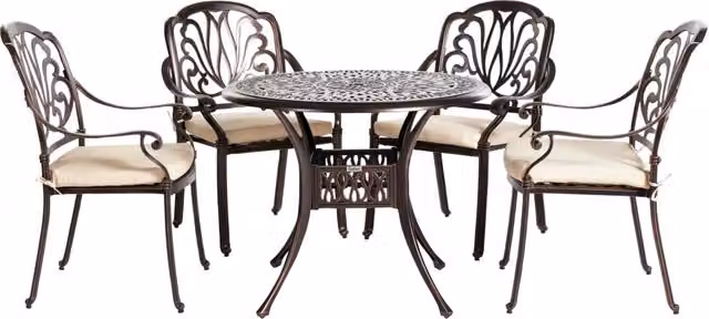 Set da pranzo da giardino BELIANI composto da tavolo quadrato in alluminio marrone e 4 sedie con cuscini in poliestere
