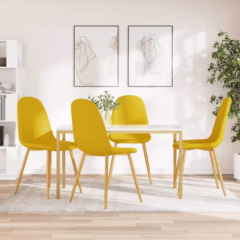 The Living Store Sedie da pranzo 4 pezzi in velluto giallo senape
