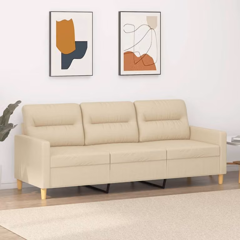 Divano Maison Exclusive, tre posti, colore crema, 180 cm, rivestito in tessuto