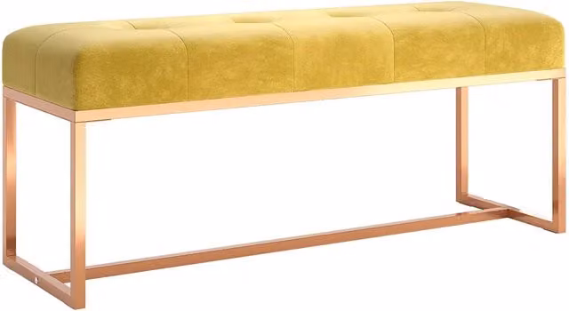 Panca in Velluto Giallo Design In L: 110 cm, P: 36 cm, H: 45 cm