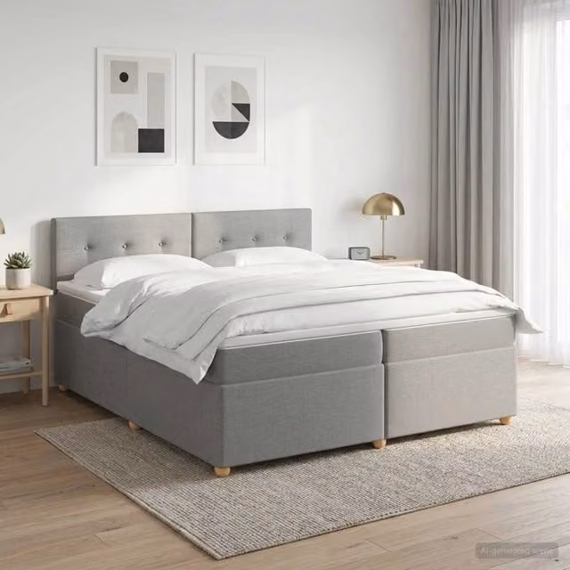 Letto box spring con materasso ibrido vidaXL Grigio e Bianco L/P/H: 200 x 200 x 34 cm – 1