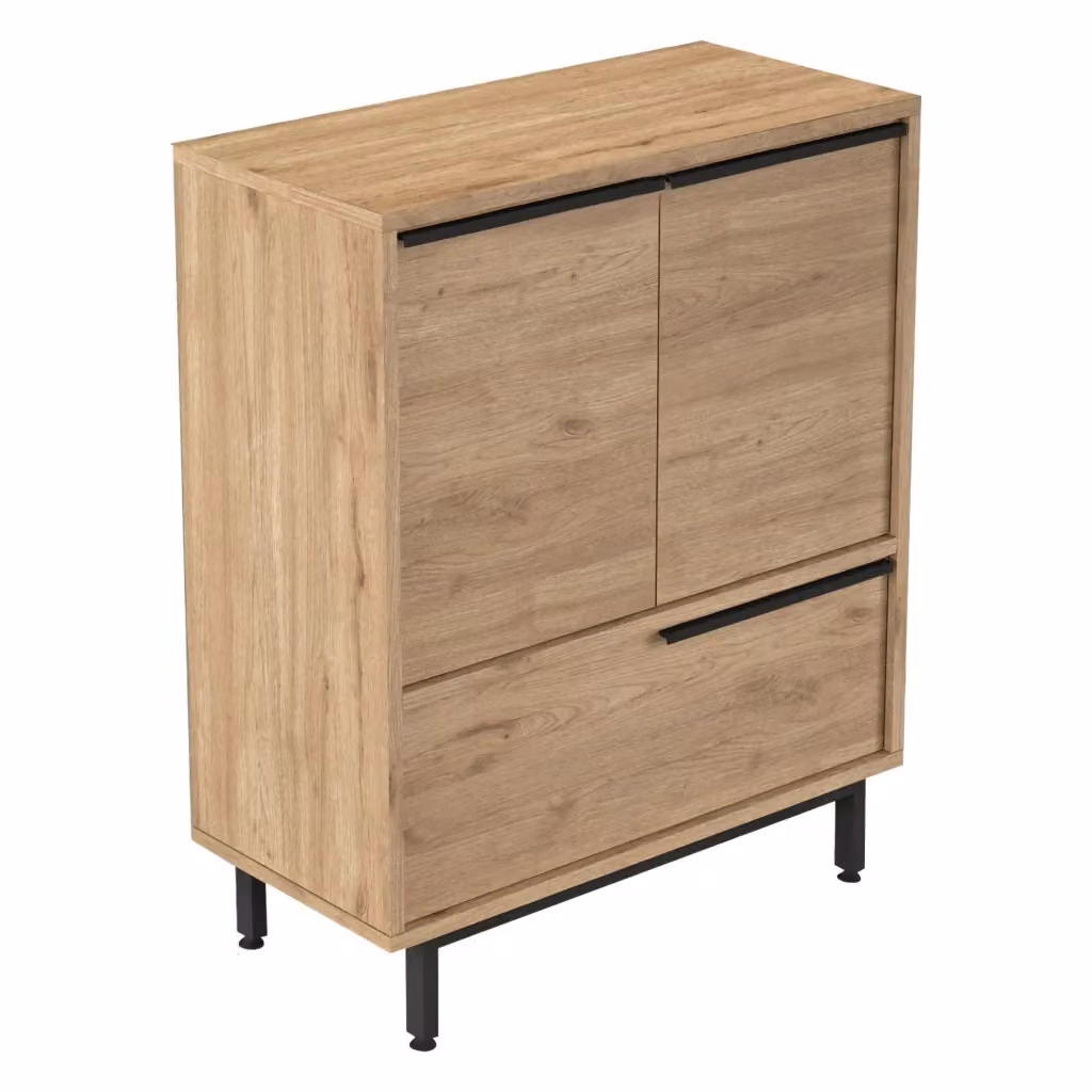 Madia Rive DMORA con 3 ripiani in colore Marrone Rovere, L 75 cm, P 36 cm, H 90 cm – 2