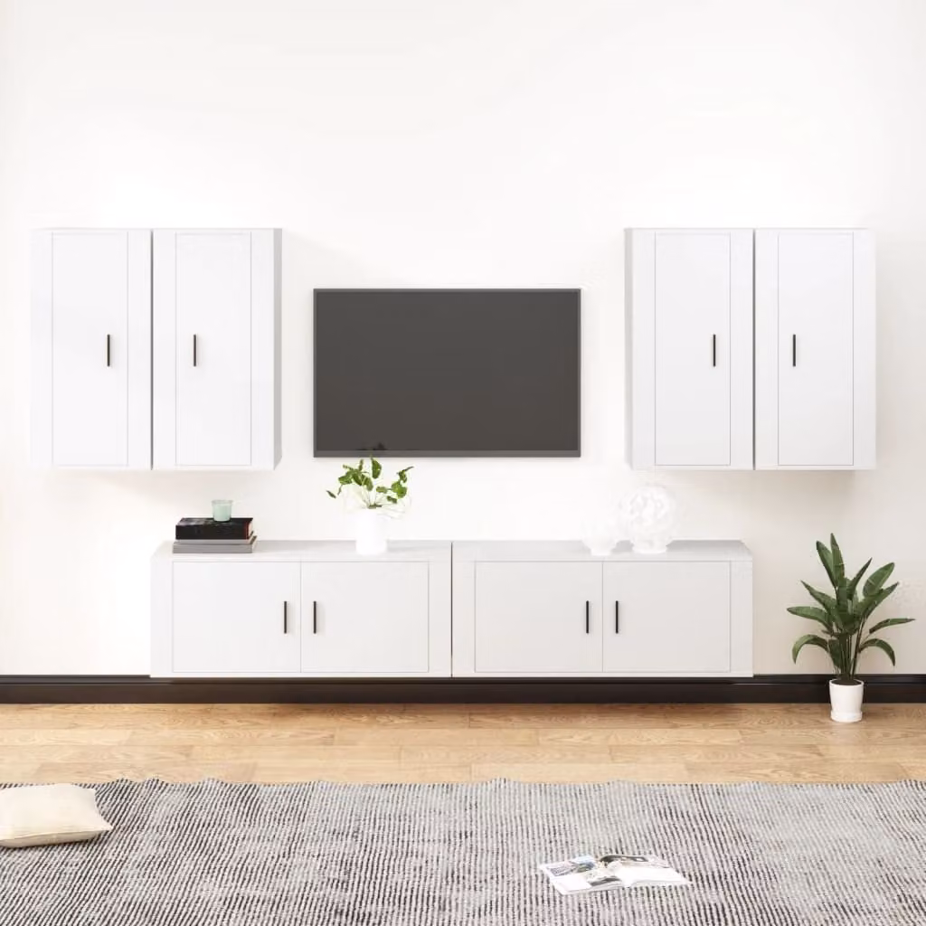Set di mobili porta TV vidaXL in 6 pezzi bianco in legno e MDF per il tuo soggiorno