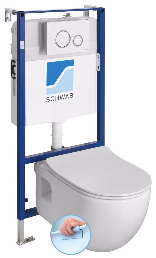 Set WC, WC sospeso BRILLA senza bordo, con cassetta di scarico, bianco
