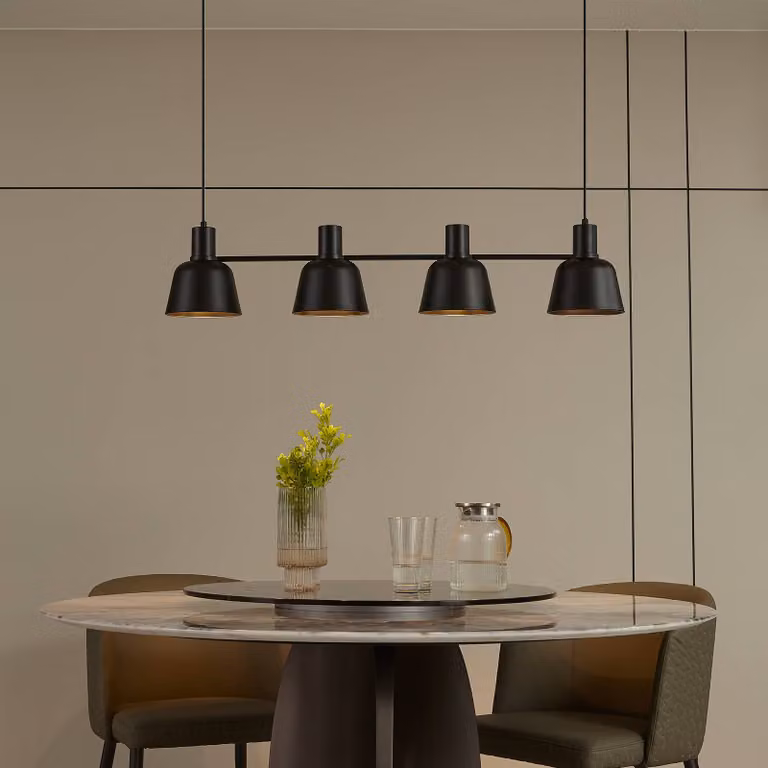 Lampada a sospensione Servan Lucande, dimmerabile, Nero, Soggiorno / Sala da pranzo, Metallo, Design, Lampada a sospensione