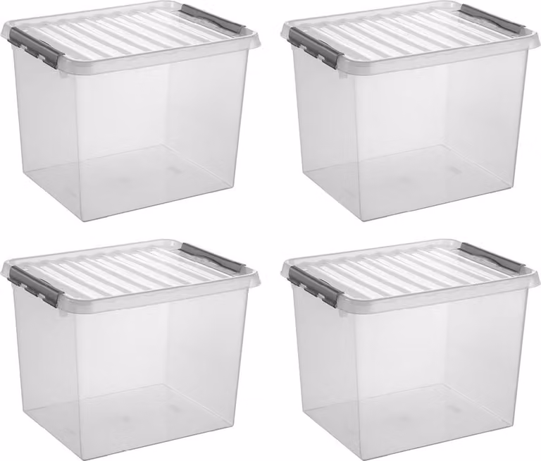 Sonnenwaren Q -Linie Storagebox Trasparente/grigio 52 litri - Set di 4 pezzi