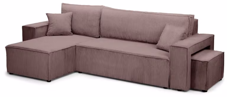Divano a tre posti con funzione letto, modello Klara, color marrone autunnale