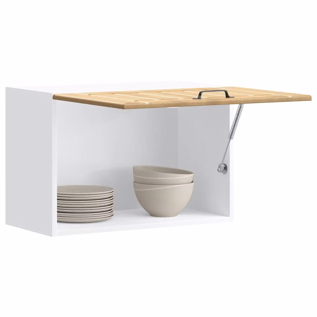 Pensile da cucina moderno vidaXL con ante in vetro e ripiani aperti, marrone e bianco, L: 60 cm, H: 40 cm, P: 31 cm