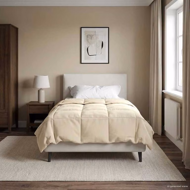 Piumone Completo Annuale 4 Stagioni vidaXL in Microfibra Reversibile e Traspirante, Beige, L 140 x P 220 cm