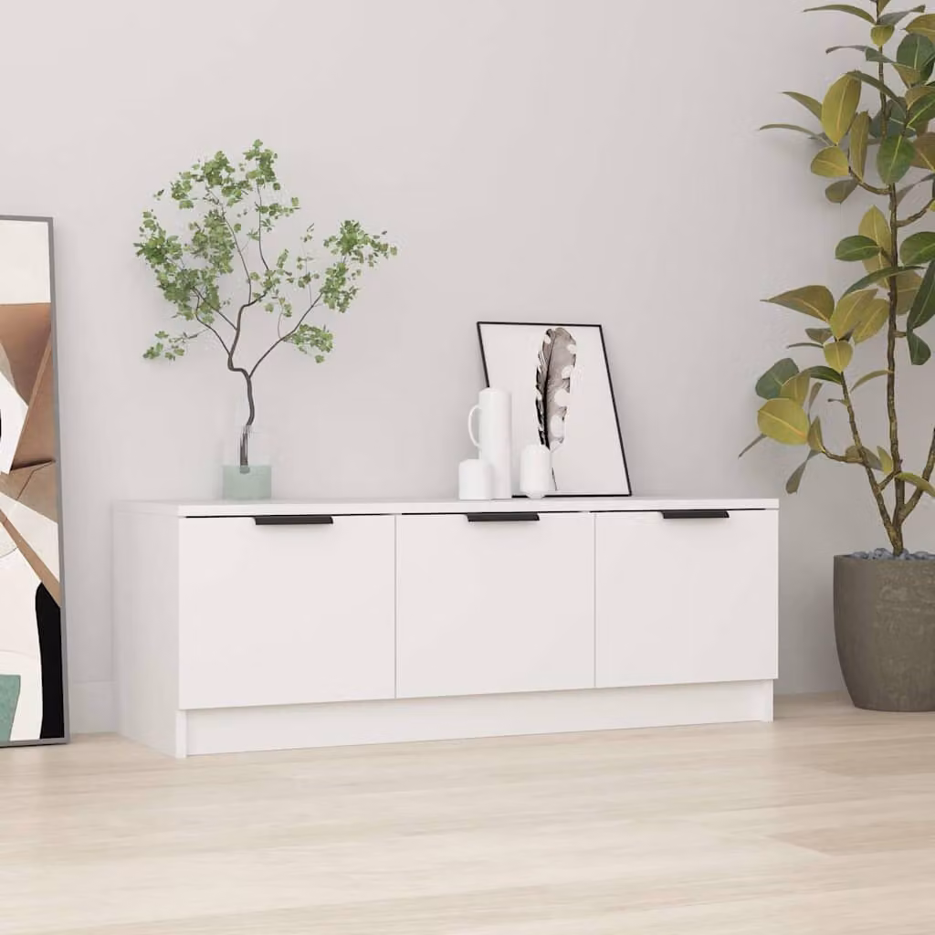 vidaXL Mobile Porta TV Moderno Bianco in Legno e MDF L: 102 cm, P: 35 cm, H: 36,5 cm
