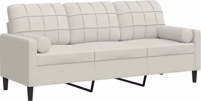 Divano | Divano da soggiorno | Sofa a 3 Posti con Cuscini Crema 180 cm in Velluto