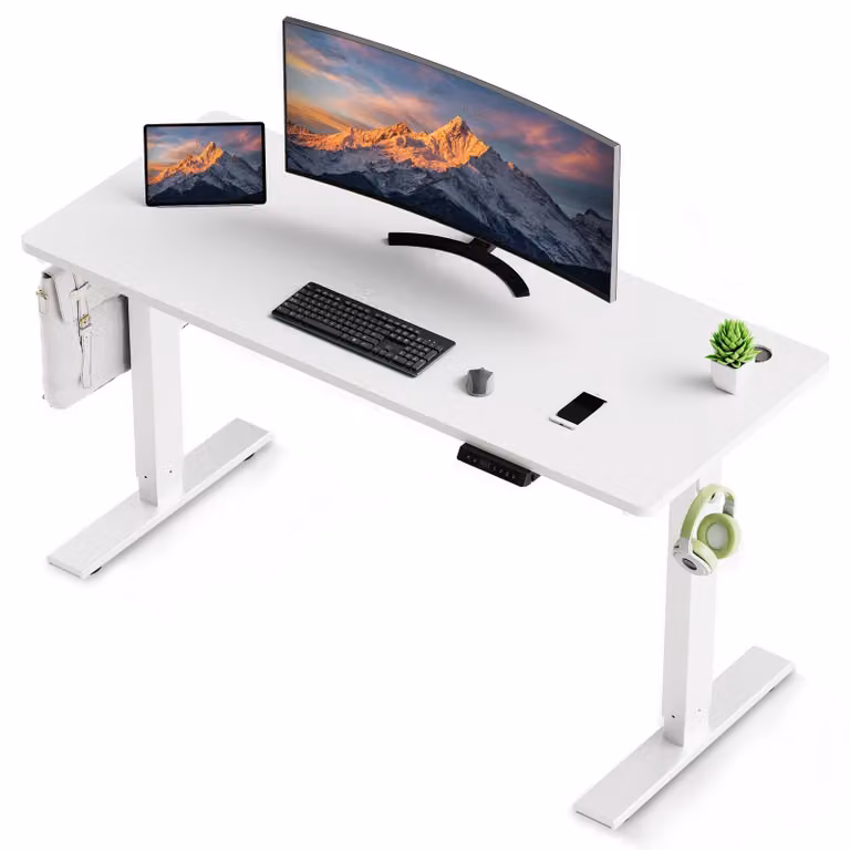 Scrivania 180 x 80 cm, scrivania regolabile in altezza elettricamente, con funzione di memoria e tecnologia anti-collisione. Ricarica rapida tramite USB/Tipo C
