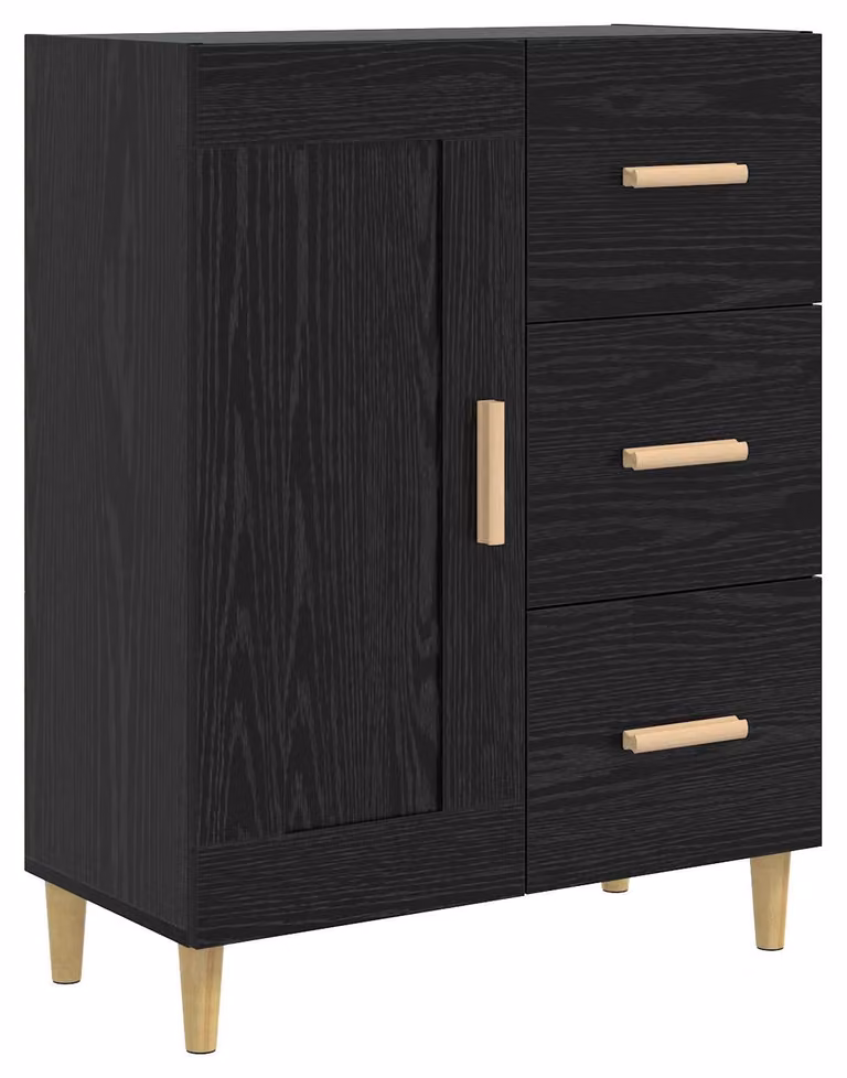 Credenza in rovere nero 69,5 x 34 x 90 cm in materiale derivato dal legno