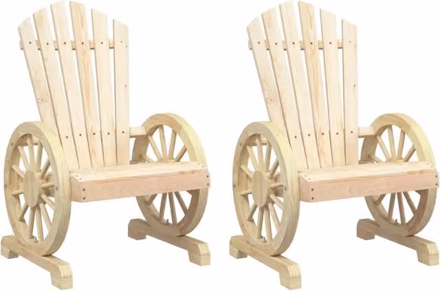 Sedie da Giardino Adirondack 2 pz | Sedie da Esterno in Legno Massello di Abete