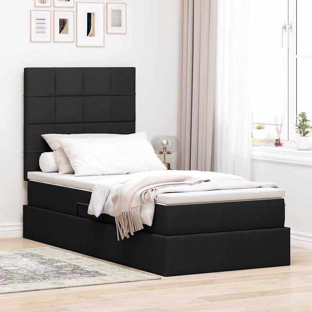 Letto con contenitore e illuminazione LED vidaXL, colore nero, L/P/H: 200 x 90 x 128 cm – 1