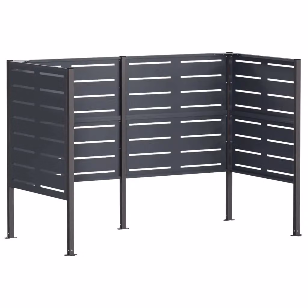 Schermo paravento per bidone della spazzatura vidaXL in acciaio colore antracite L: 167 cm, P: 85 cm, H: 113 cm – 2