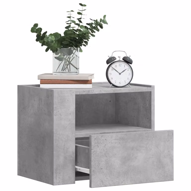 Set di 2 comodini da muro vidaXL in stile moderno, colore grigio cemento, L 45 cm x P 30 cm x H 35 cm