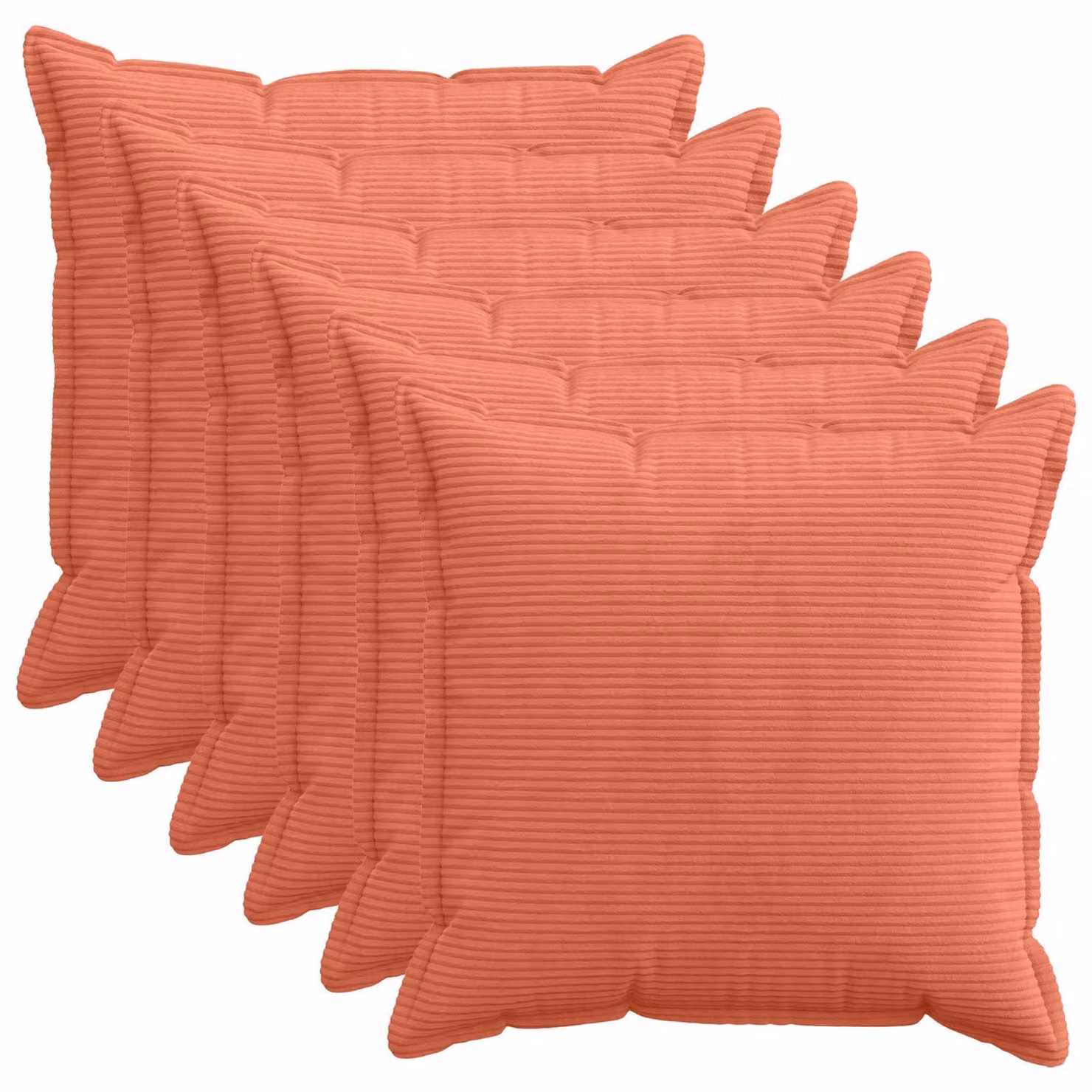 Set di 6 federe quadrate vidaXL HOUTEN in velluto a coste, Rosso Arancio, 70 x 70 cm