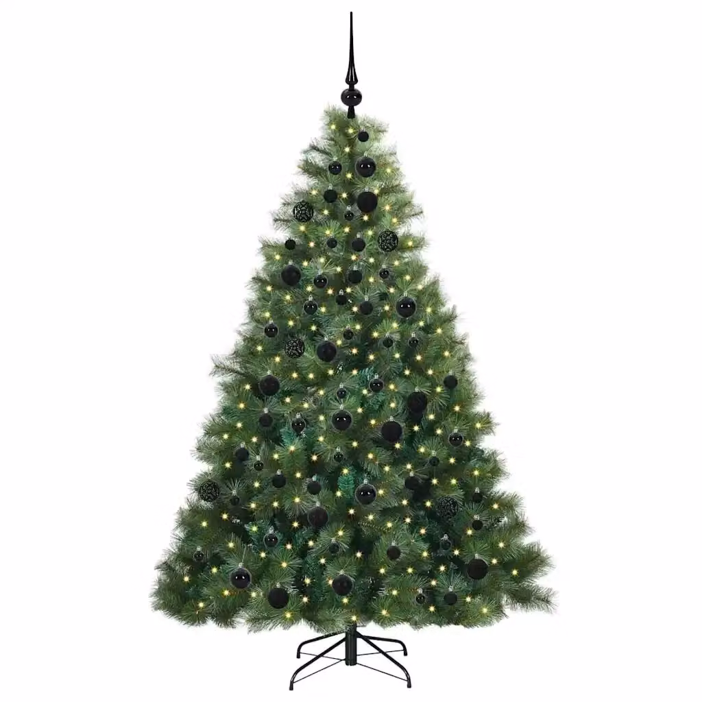 Albero di Natale artificiale moderno vidaXL verde con 300 LED luce bianca calda in PE e PVC, Altezza: 180 cm – 2