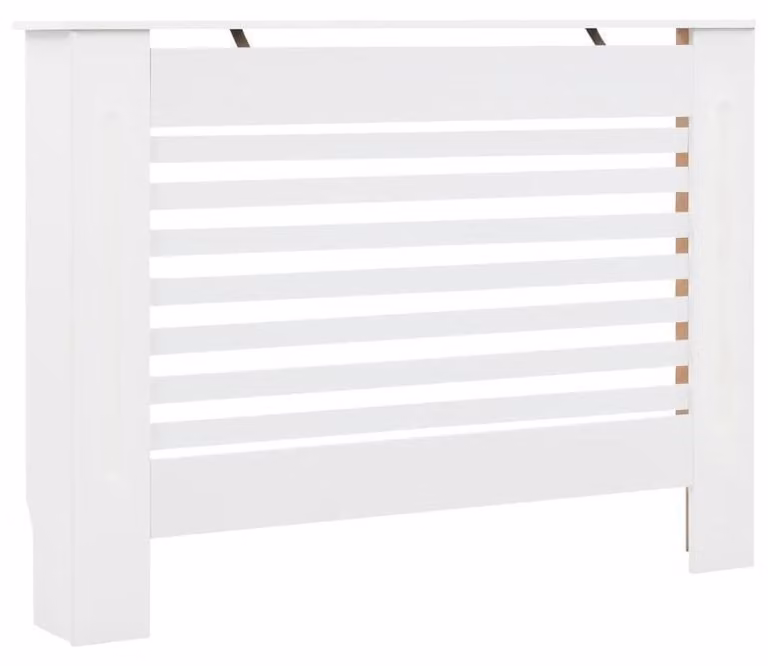 Copri termosifone da pavimento, dimensioni 11x19x81,5 cm – Materiale MDF resistente agli agenti atmosferici – Bianco con motivo a gallo – Set da 2