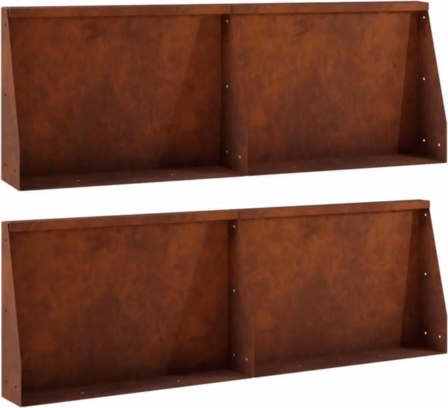 Set di 4 muretti per aiuole rialzate vidaXL in acciaio Corten color marrone L: 60 cm, P: 12 cm, H: 40 cm