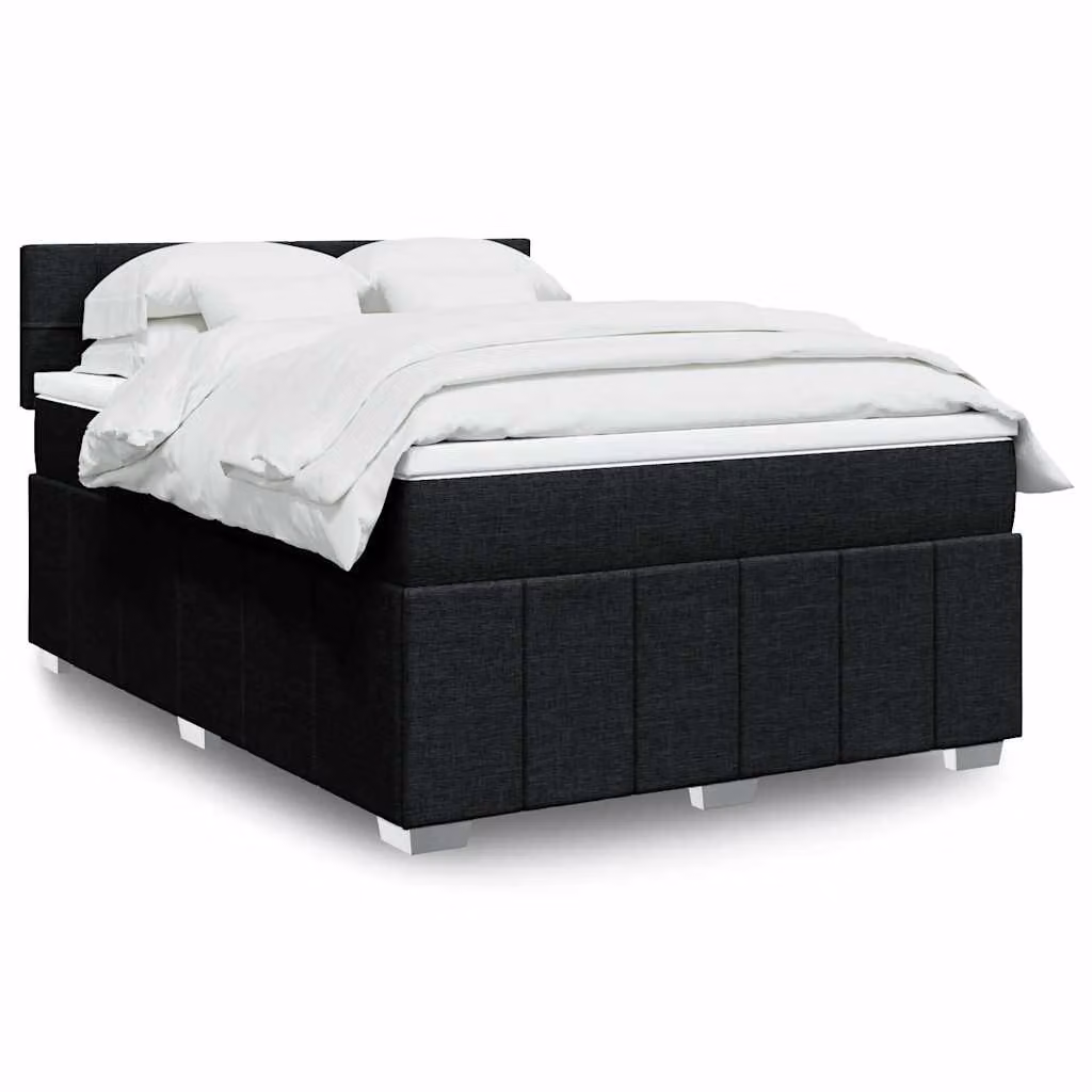 Letto Ibrido Moderno vidaXL con Materasso a Molle Insacchettate e Illuminazione Sotto il Letto, Nero e Bianco, L/P/H: 190 x 140 x 30 cm