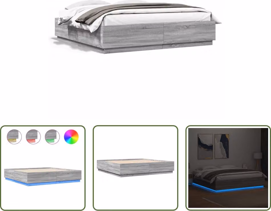 The Living Store Giroletto con LED Grigio Sonoma 200x200 cm in materiale ligneo