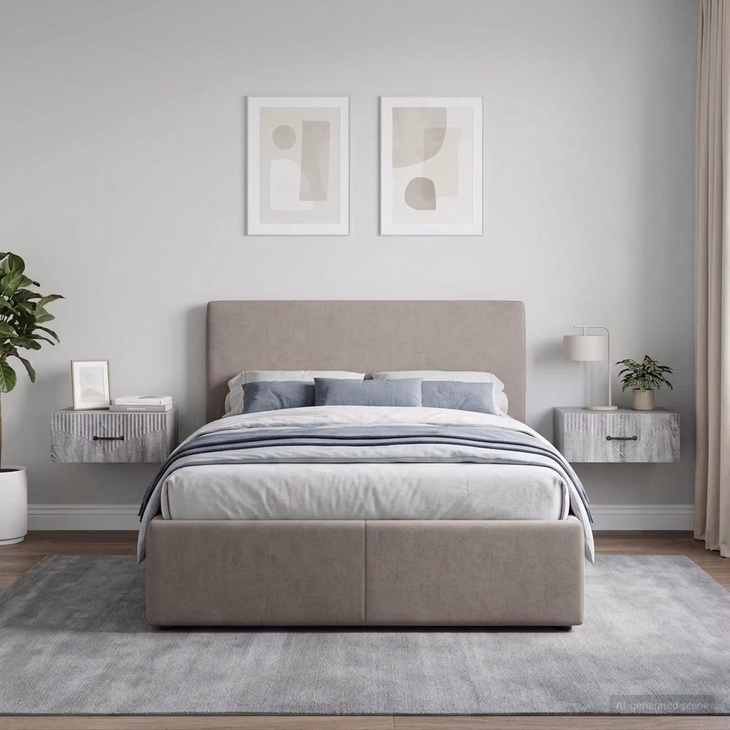 Set di 2 comodini sospesi vidaXL in colore Grigio Sonoma, L 49 cm x P 34,5 cm x H 20 cm