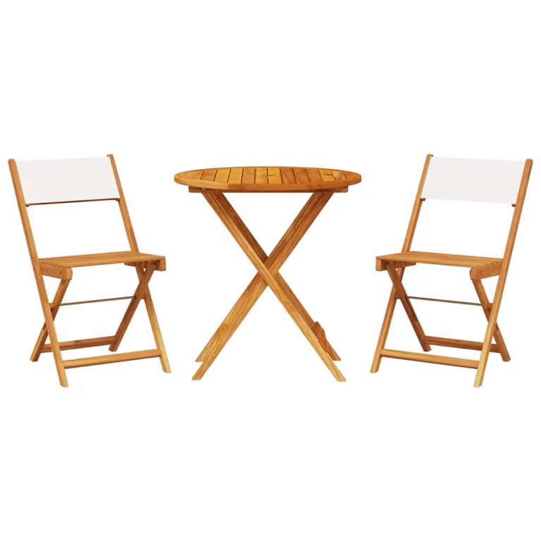 Set da Bistrot 3pz Bianco Crema in Tessuto e Legno Massello