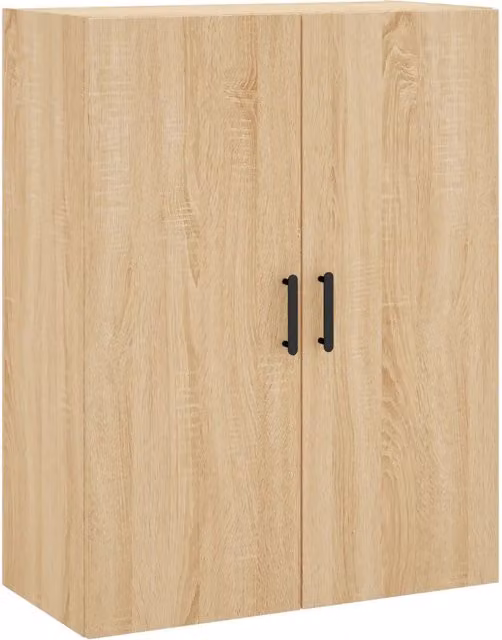 Mobiletto a muro moderno in legno composito rovere color beige e marrone L: 69,5 cm, P: 34 cm, H: 90 cm