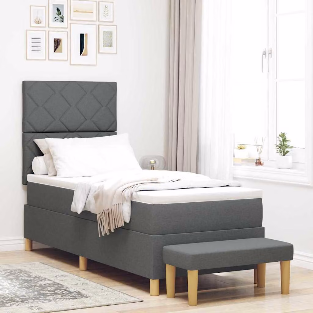 Maison Exclusive - Letto boxspring con testiera grigio scuro 200 x 80 cm in tessuto