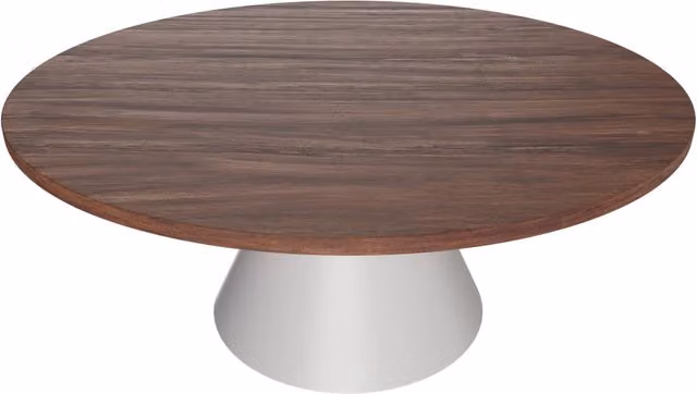 Artù White - Tavolo da pranzo rotondo ⌀ 120 cm in legno laminato con base a cono in metallo-Marrone