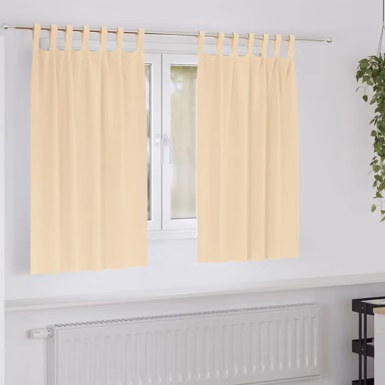 Set di 2 tende blackout vidaXL con anelli in poliestere, colore beige, L 140 cm x H 140 cm