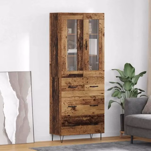 Credenza-Buffet-Armadio da cucina Legno vecchio 69,5 x 34 x 180 cm Legno multistrato 401887