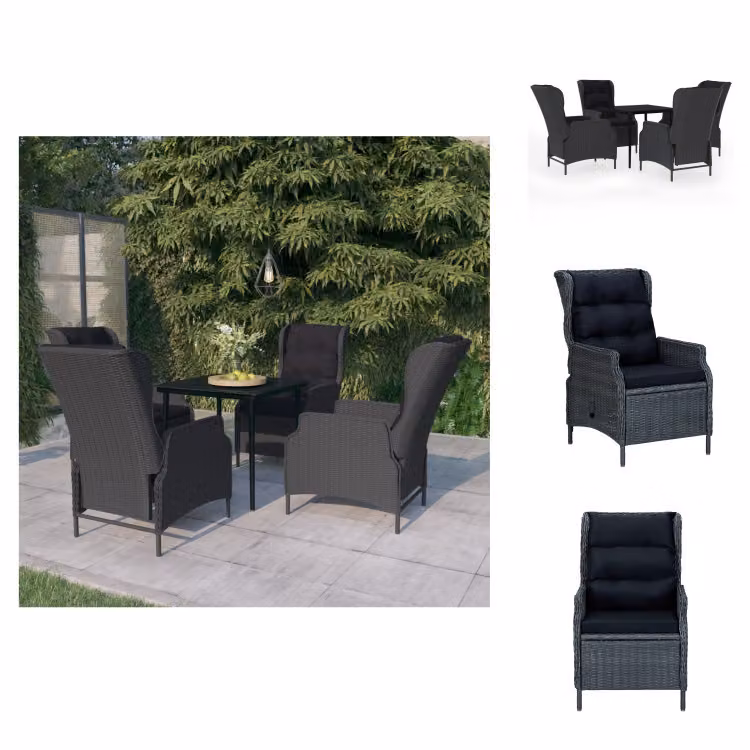 vidaXL Set da pranzo da giardino 5 pezzi grigio scuro - Set di mobili da giardino
