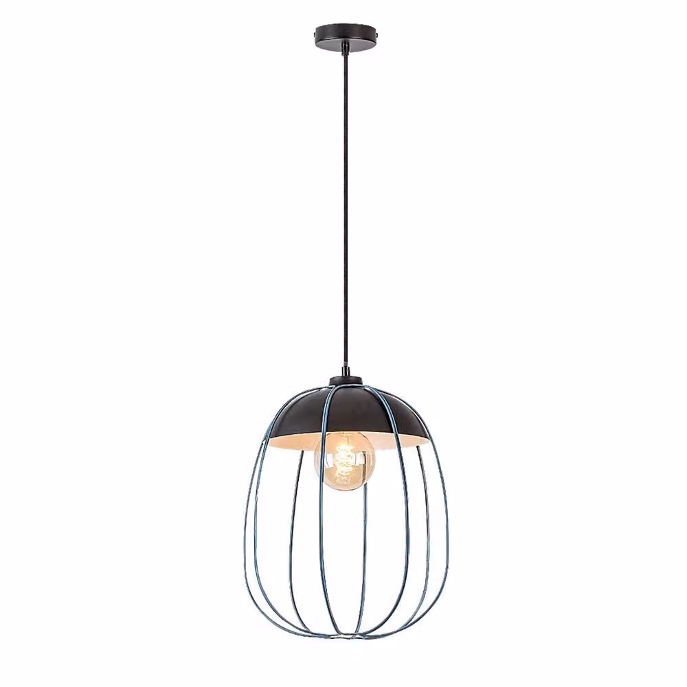 Rabalux 72024 Lampada a sospensione 1 spot Svens, E27, nero-blu, rotonda, industriale, ø270mm